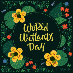 Greeting card with World Wetlands Day phrase