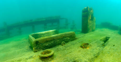 The deck of the Bermuda shipwreck in the Alger Underwater Preserve in Lake Superior