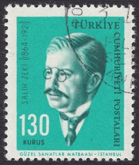 Portrait of Salih Zeki (1864-1921) - Ottoman mathematician, astronomer, stamp Turkey 1964