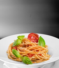 Tasty pasta noodles with cheese on the plate