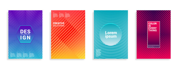 Minimal covers design. Colorful gradients. Halftone corners. Modern background design. Set of future covers. Eps10 vector. Halftone lines.
