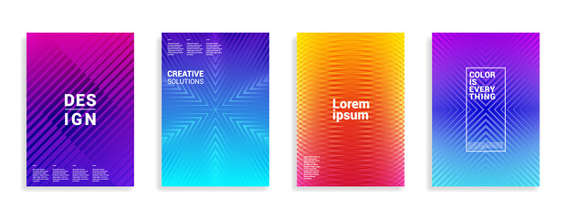 Minimal covers design. Colorful gradients. Halftone corners. Modern background design. Set of future covers. Eps10 vector. Halftone lines.