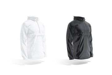 Blank black and white windbreaker mockup, side view © Alexandr Bognat