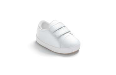 Blank white baby shoes mockup, side view