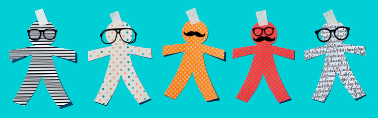different paper man dolls, web banner