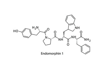 Endomorphin 1 biomolecule molecular formula. Skeletal molecule structure vector eps10.