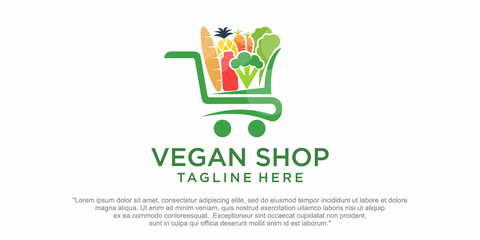 Fresh vegetable and fruit logo design Premium Vector