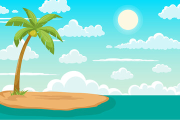 tropical beach island scenery background vector illustration