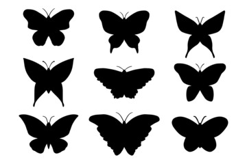butterfly silhouette collection isolated on white background
