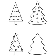 Christmas Tree Doodle Illustration Sketch Outline Line Art