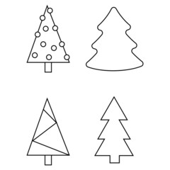 Christmas Tree Doodle Illustration Sketch Outline Line Art