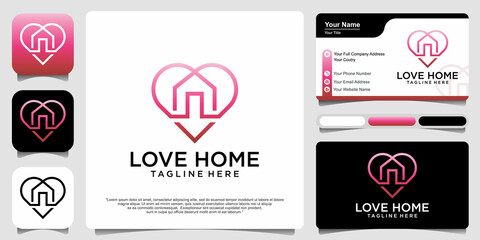 Naklejka premium Love Home Logo design Template