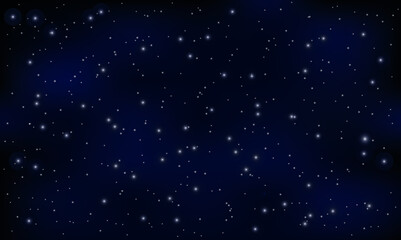 Fototapeta na wymiar Night star sky, blue shining space. Abstract dark blue background with stars, cosmos. Vector illustration
