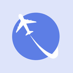 Plane. Globe. Icon stock vector illustration flat design.