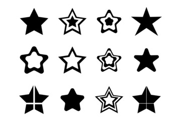 A set of flat simple black stars. Good for any project.