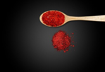 Powder of auspicious red orange colored Sindoor or kumkum