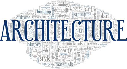 Architecture conceptual vector illustration word cloud isolated on white background.