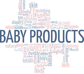 Fototapeta premium Baby Products conceptual vector illustration word cloud isolated on white background.