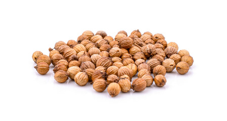 Coriander seeds isolated on white background