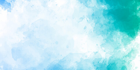 Beautiful Blue Watercolor Background Sky shades aquarelle painted paper textured canvas for vintage design, invitation card, template. Simple blue color watercolor illustration. Creative background,