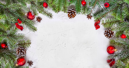 Naklejka na ściany i meble Christmas white grunge background and frame for wishes