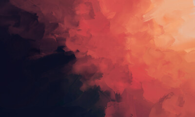 abstract watercolor paint in multiple colors. orange and black gradation. hand drawn brush painting artwork as liquid background texture illustration.