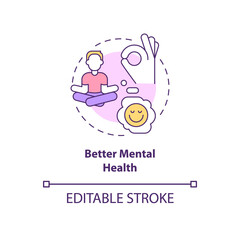Better mental health concept icon. Wake up early to keep mind clear abstract idea thin line illustration. Isolated outline drawing. Editable stroke. Roboto-Medium, Myriad Pro-Bold fonts used