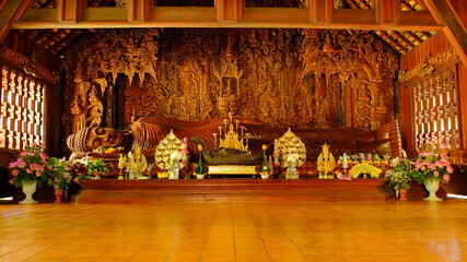 Wood carving art of Wan Luang Khun Win in Chiang Mai