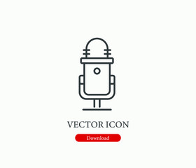 Obraz na płótnie Canvas Microphone vector icon. Editable stroke. Symbol in Line Art Style for Design, Presentation, Website or Apps Elements, Logo. Pixel vector graphics - Vector
