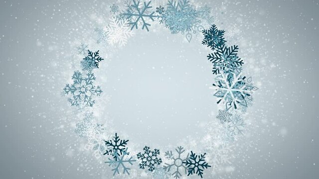 winter circle snowflakes frame background border animation