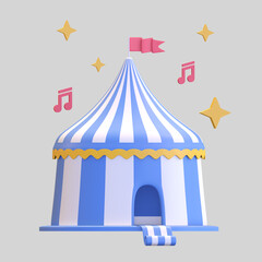 circus tent icon entertainment 3d render illustration