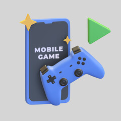 mobile game with gamepad symbol entertainment 3d render illustration