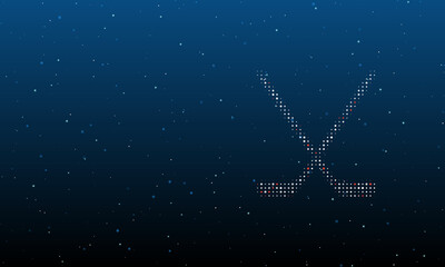 On the right is the hockey symbol filled with white dots. Background pattern from dots and circles of different shades. Vector illustration on blue background with stars