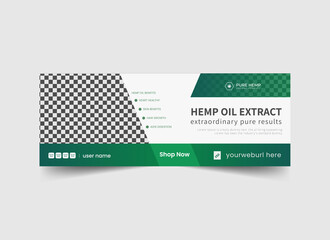 Hemp product cbd oil social media cover template  design with creative business 
marketing layout