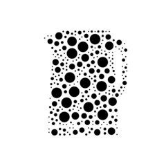 A large kettle symbol in the center made in pointillism style. The center symbol is filled with black circles of various sizes. Vector illustration on white background