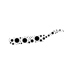 A large pan symbol in the center made in pointillism style. The center symbol is filled with black circles of various sizes. Vector illustration on white background