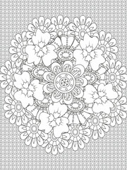 Forest flowers and leaves. Beautiful bouquet. Vector coloring book for adults and children. Hand-drawn illustration. Floral ornament is good for web, print, and stencil