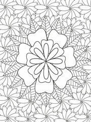 Forest flowers and leaves. Beautiful bouquet. Vector coloring book for adults and children. Hand-drawn illustration. Floral ornament is good for web, print, and stencil