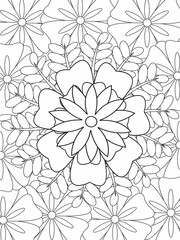Obraz premium Forest flowers and leaves. Beautiful bouquet. Vector coloring book for adults and children. Hand-drawn illustration. Floral ornament is good for web, print, and stencil