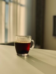 cup of tea on wooden table