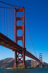 Golden Gate Bridge in California, and the blue sea