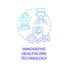 Innovative healthcare technology blue gradient concept icon. Corporate coverage plan abstract idea thin line illustration. Isolated outline drawing. Roboto-Medium, Myriad Pro-Bold fonts used