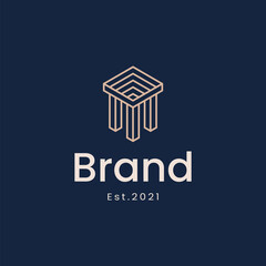 law pillar logo vector icon illustration line outline style
