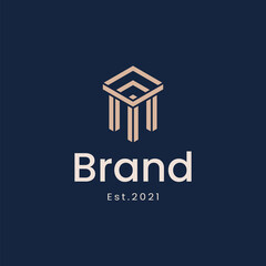 law pillar logo vector icon illustration line outline style
