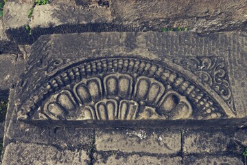 carving at kangra fort, himachal pradesh, india 