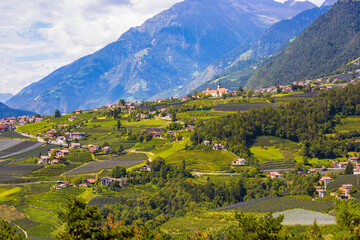 Fototapeta na wymiar Beautiful alpine view at Meran, South Tyrol, Italy