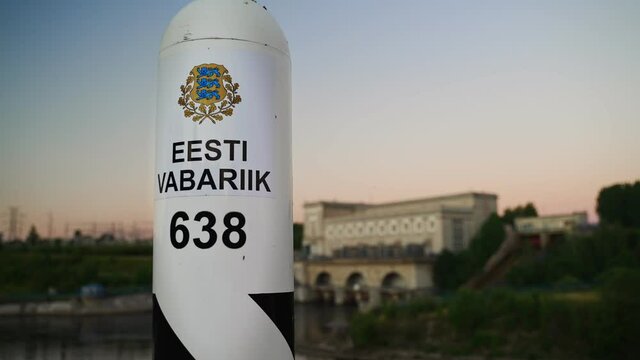 Border post of the Republic of Estonia. On the other side is Russia.