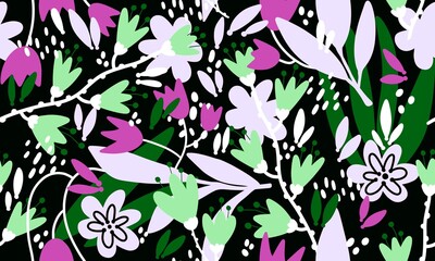 Seamless floral pattern with flowers for fabrics and textiles and packaging