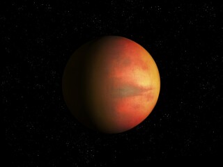 Planet that has lost its atmosphere and water. Dead cold desert on the surface of a distant exoplanet 3d illustration. 