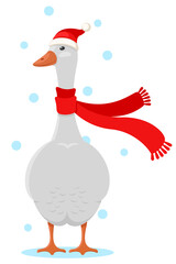 Christmas goose in a hat and scarf. Merry christmas and new year © innafoto2017